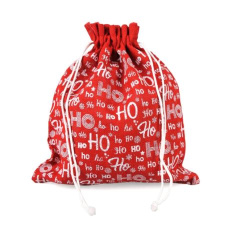 Worek jutowy świąteczny HO HO HO 30x22cm