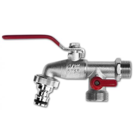 Kran kulowy 1/2" 2x końcówka GZ 3/4" +nypel