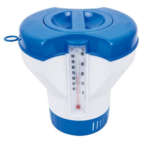 Dozownik chloru pływak duży na tabletki termometr