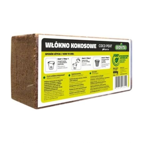 Włókno kokosowe peat coco brykiet 650g biovita